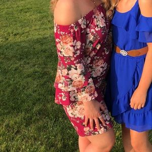 Pink off the shoulder floral dress